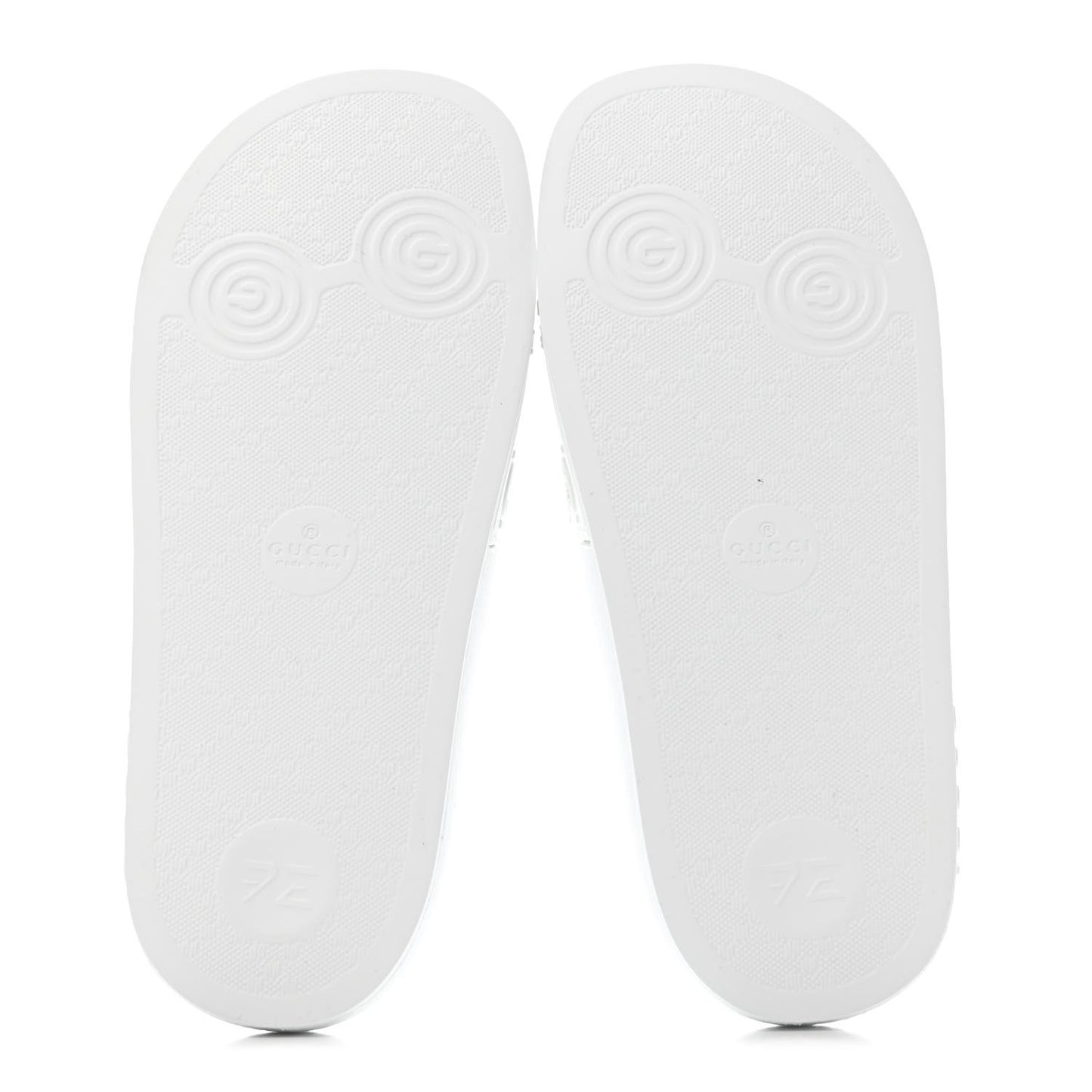 Rubber GG Monogram Perforated Womens Slide Sandals 35 Great White