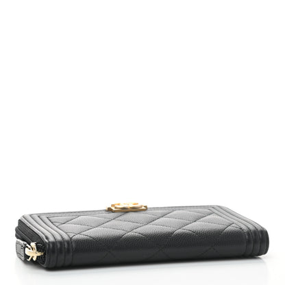 Chanel Caviar Quilted Small Boy Zip Around Wallet Black 4 of 8