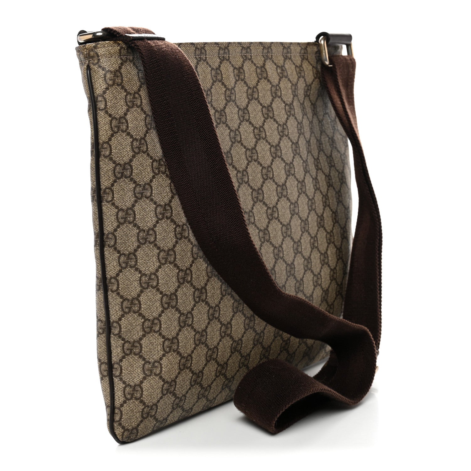 Gucci GG Supreme Monogram Medium Flat Messenger Bag Dark Brown 3 of 12
