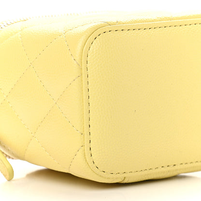 Chanel Caviar Quilted Mini Vanity Case With Chain Light Yellow 8 of 10