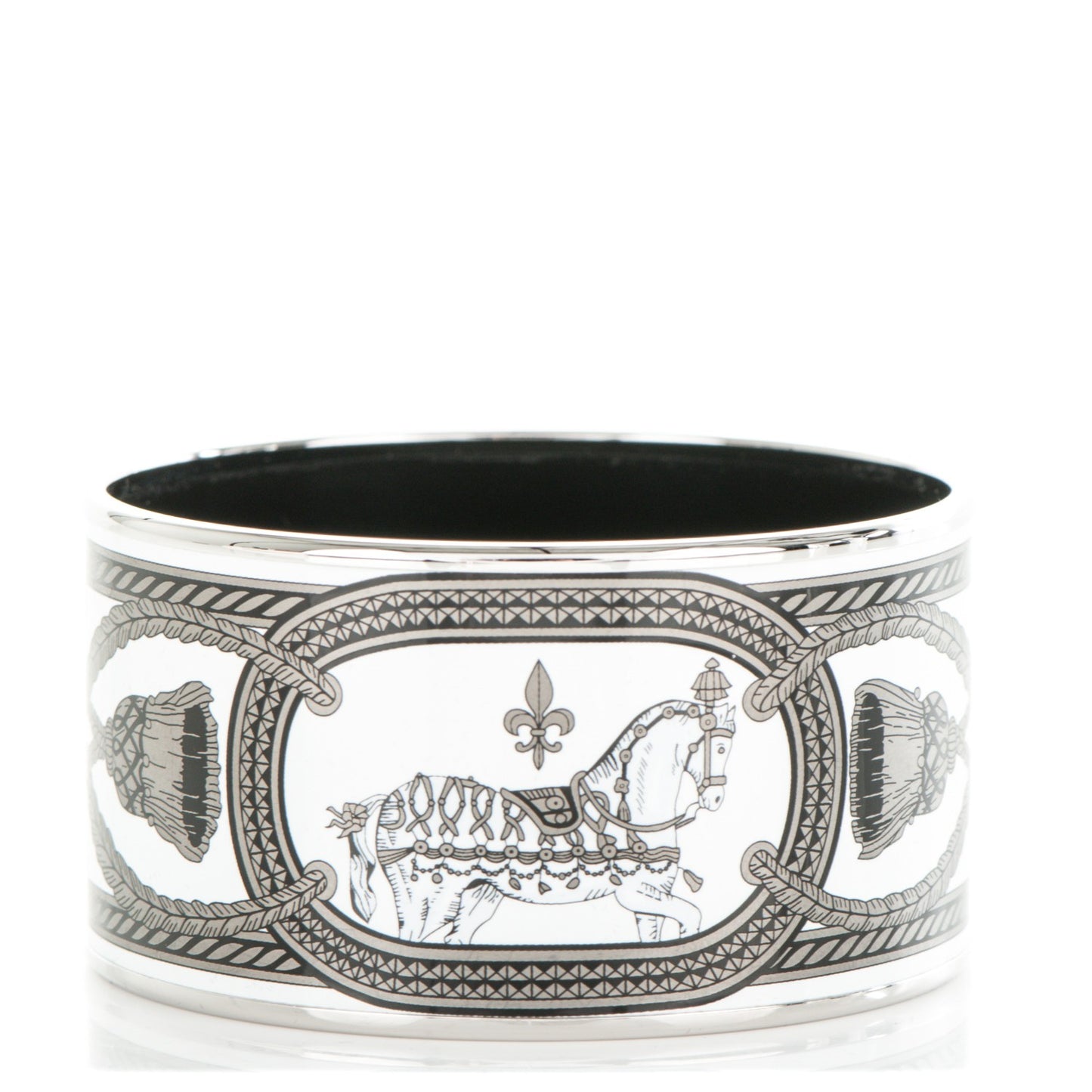 Enamel Printed Grand Apparat Extra Wide Bracelet 65 White