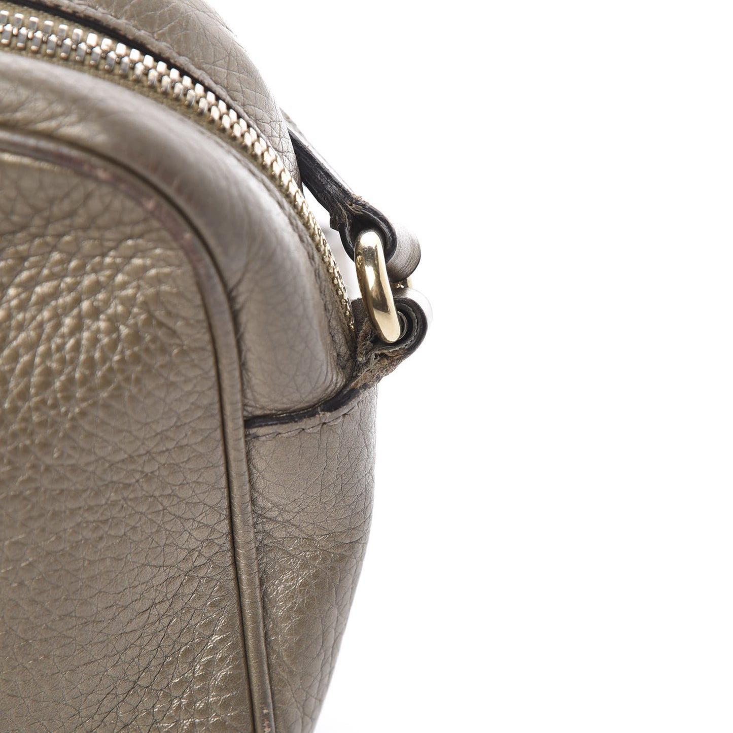 Metallic Pebbled Calfskin Small Soho Disco Bag Golden Beige