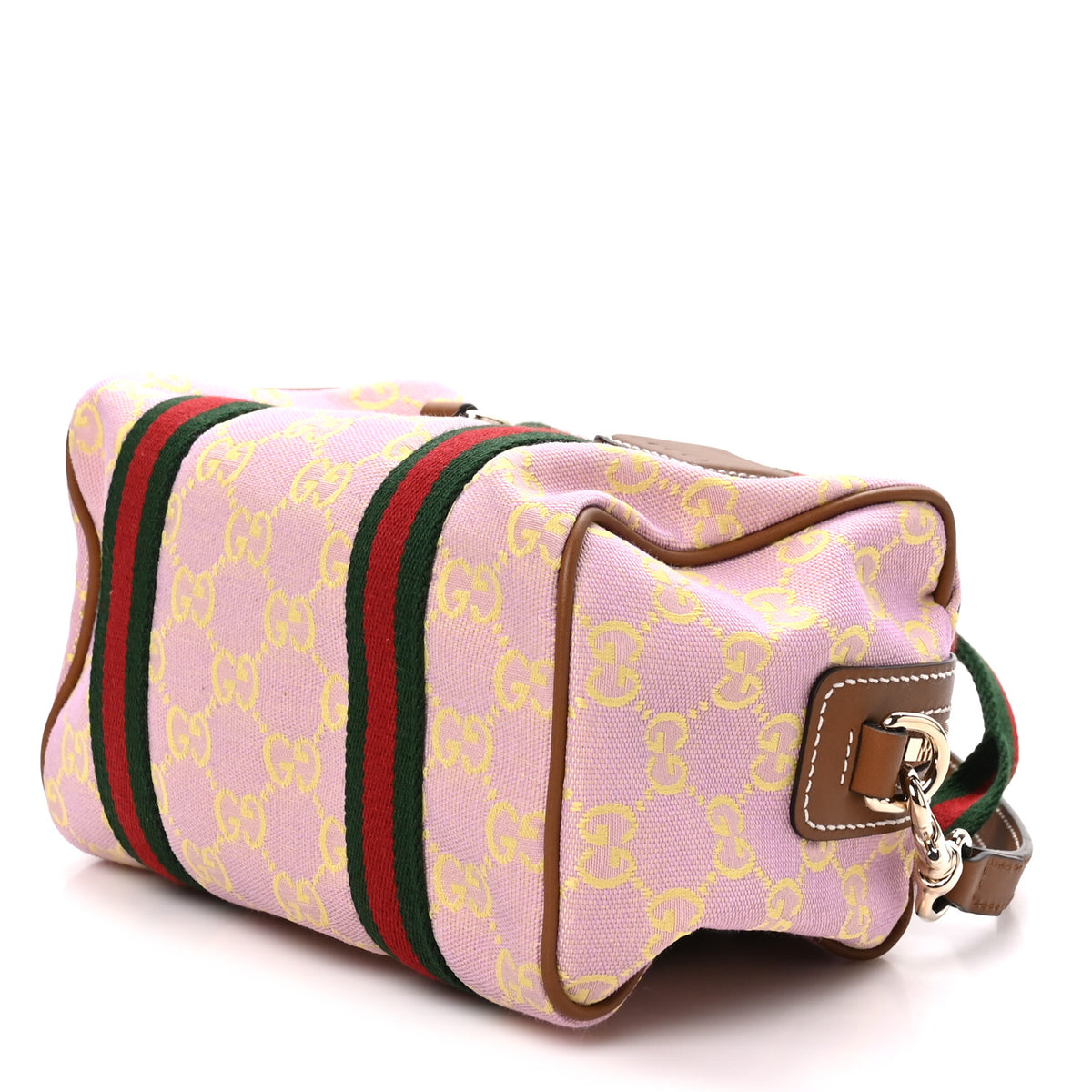 Gucci GG Supreme Web Mini GG Top Handle Bag Pink Yellow Beige 11 of 11
