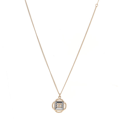 Chanel Mirror Twisted CC Pendant Necklace Gold Dark Grey 1 of 4