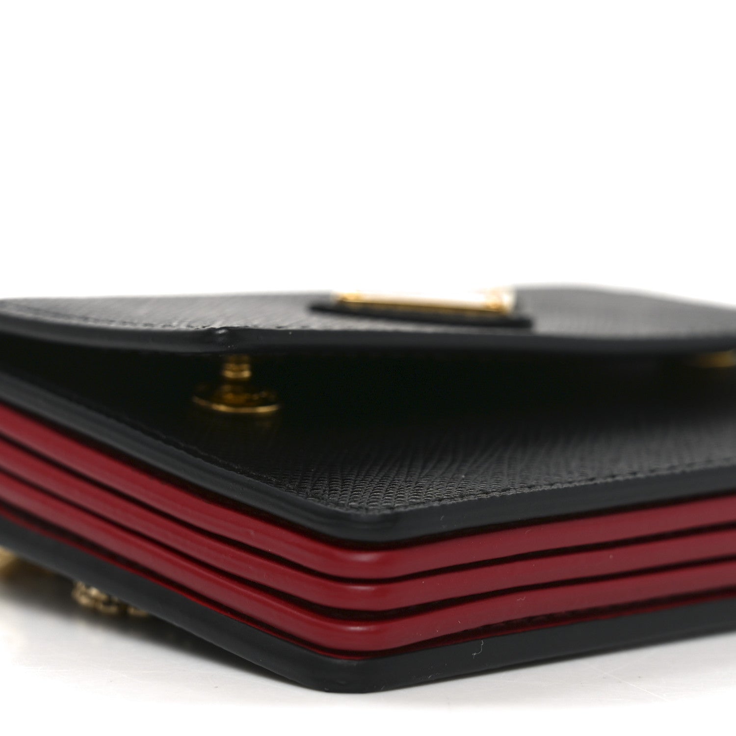 Prada Saffiano Triangle Accordion Card Case with Chain Black 7 of 9