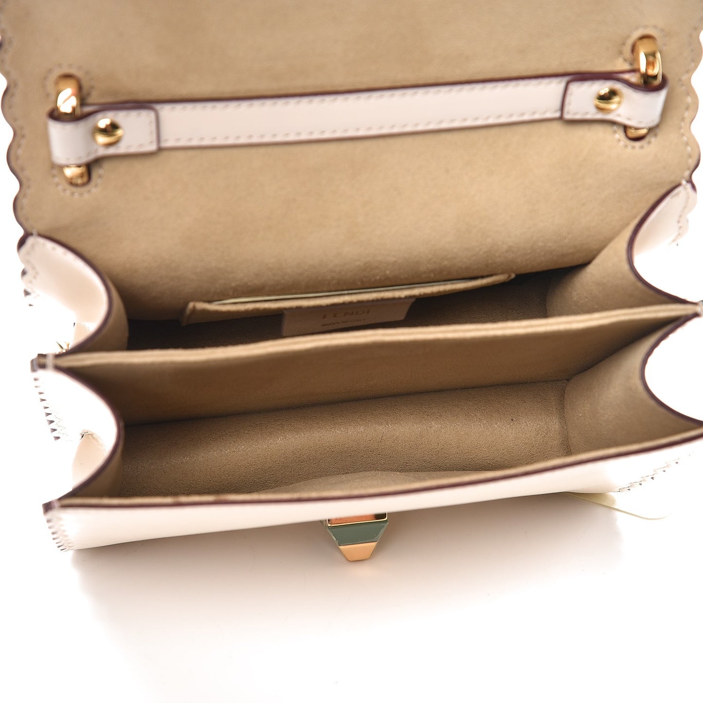 Vitello Liberty Scalloped Studded Small Kan I Shoulder Bag Camelia