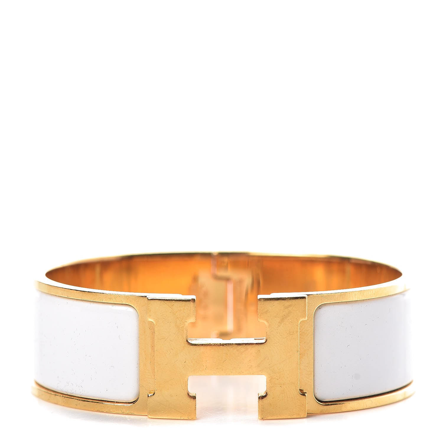 Hermes Enamel Wide Clic Clac H Bracelet GM White 1 of 5