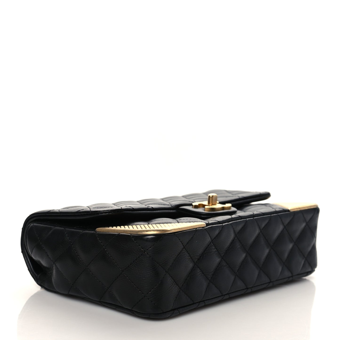 Calfskin Quilted Rock The Corner Flap Black