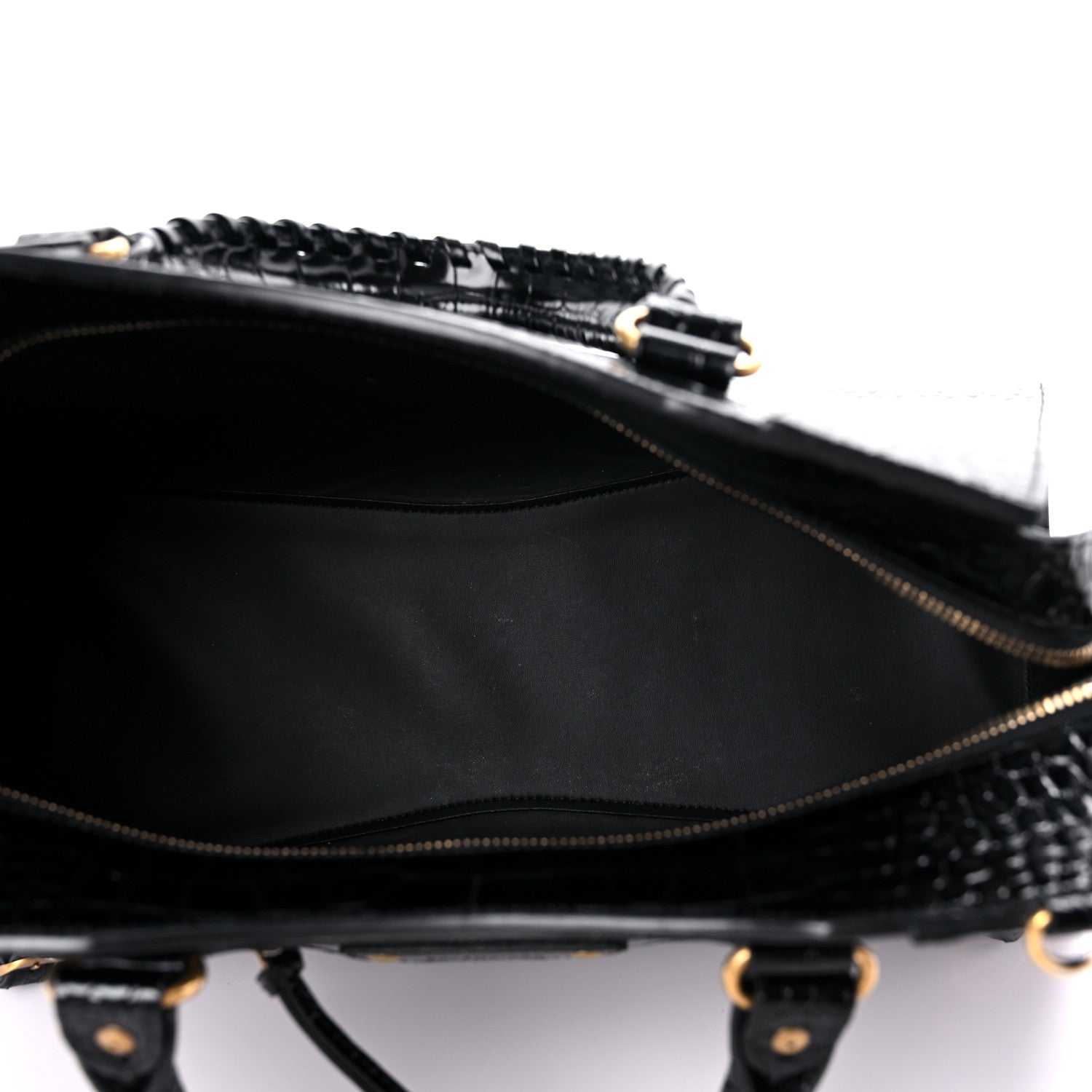 Balenciaga Shiny Supple Calfskin Crocodile Embossed Brass Hardware Neo Classic City Black 5 of 10