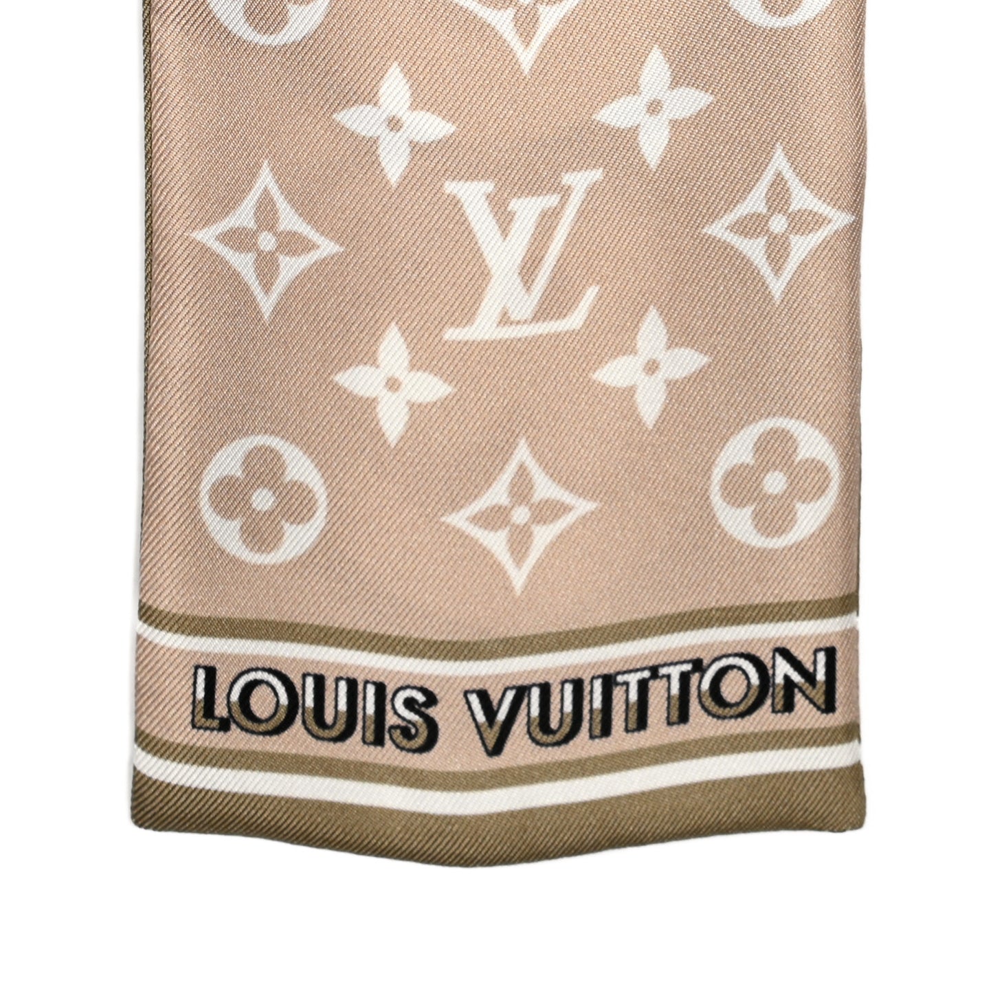 Silk Monogram Marbles Classic Bandeau Kaki Beige White