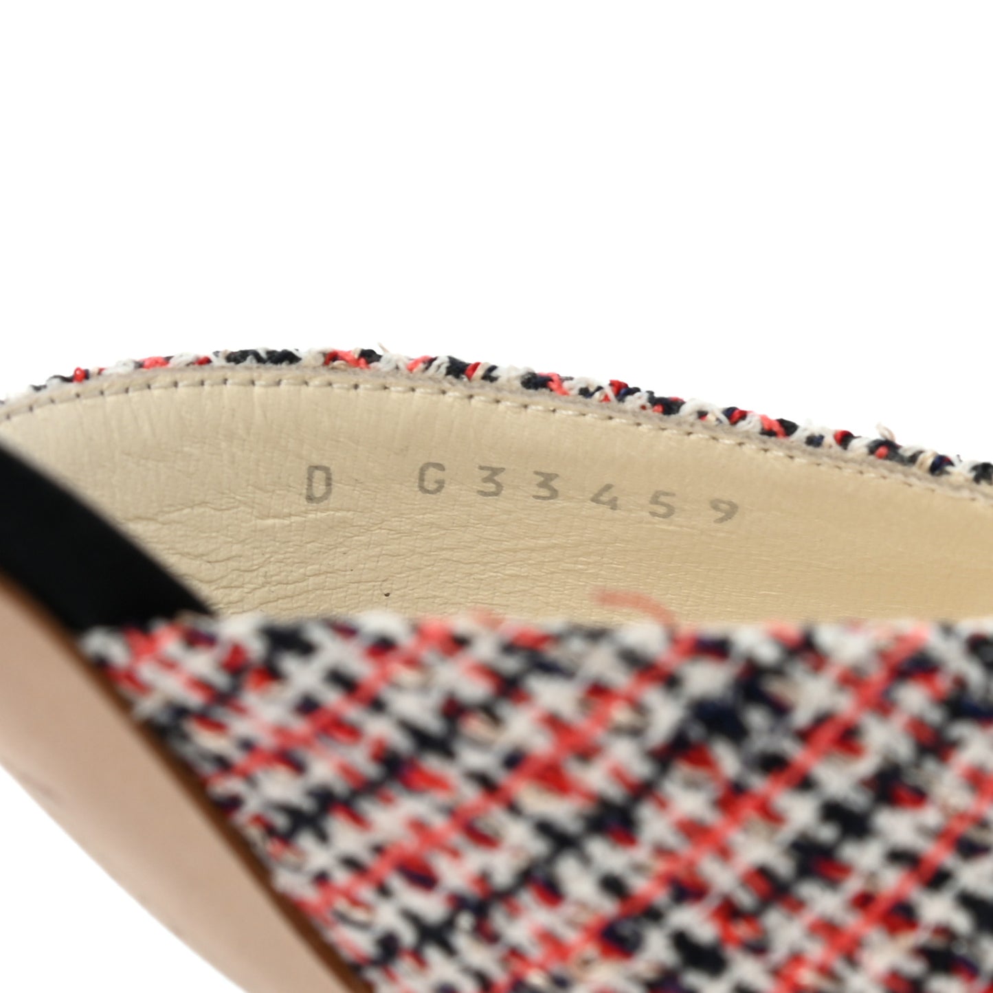 Tweed Grosgrain Pearl Cap Toe Mules 37 Black Red