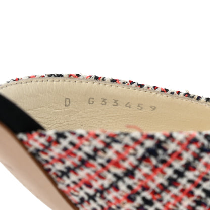 Chanel Tweed Grosgrain Pearl Cap Toe Mules 37 Black Red 8 of 9