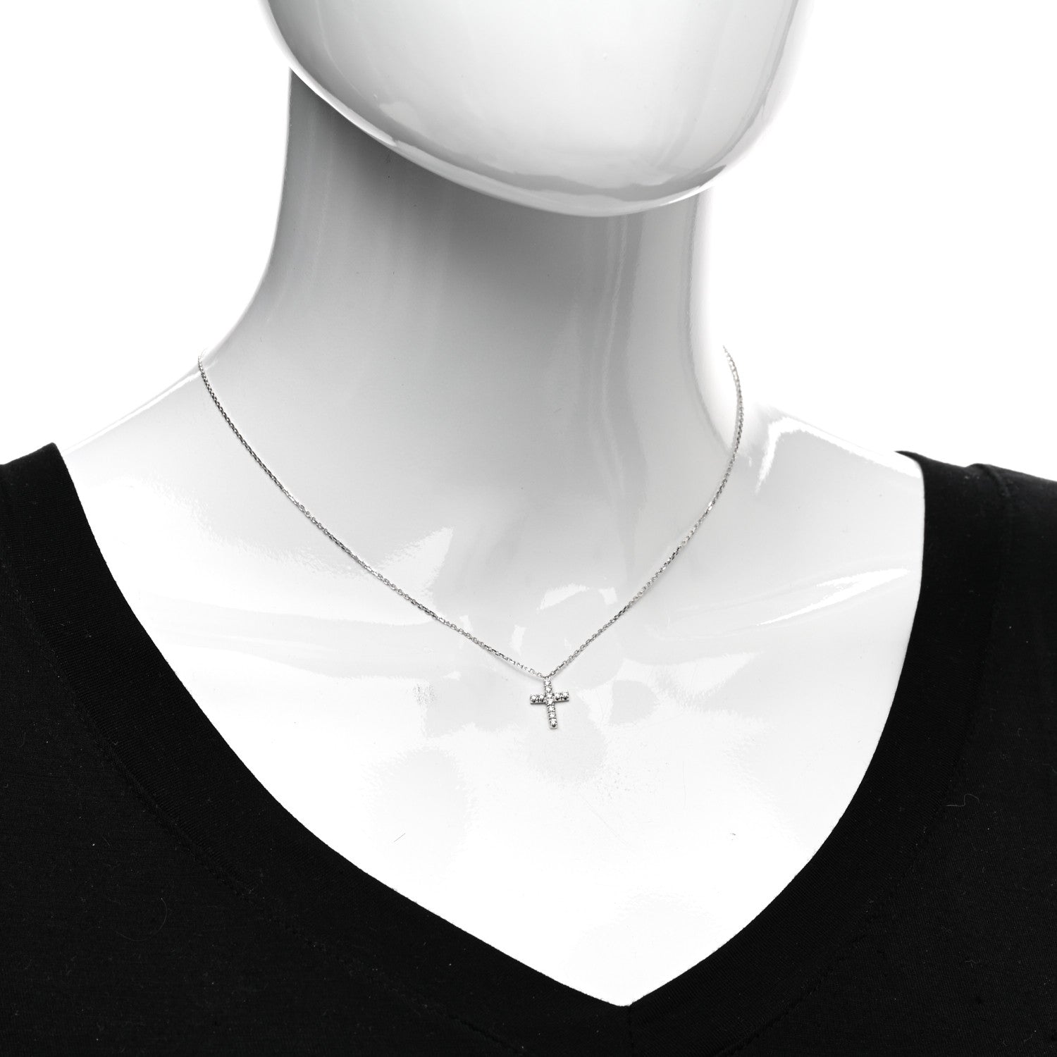 Cartier 18K White Gold Diamond Symbols Cross Pendant Necklace 2 of 5