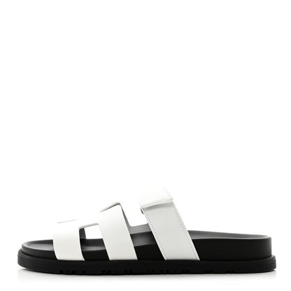 Hermes Calfskin Womens Chypre Sandals 37 White 1 of 9