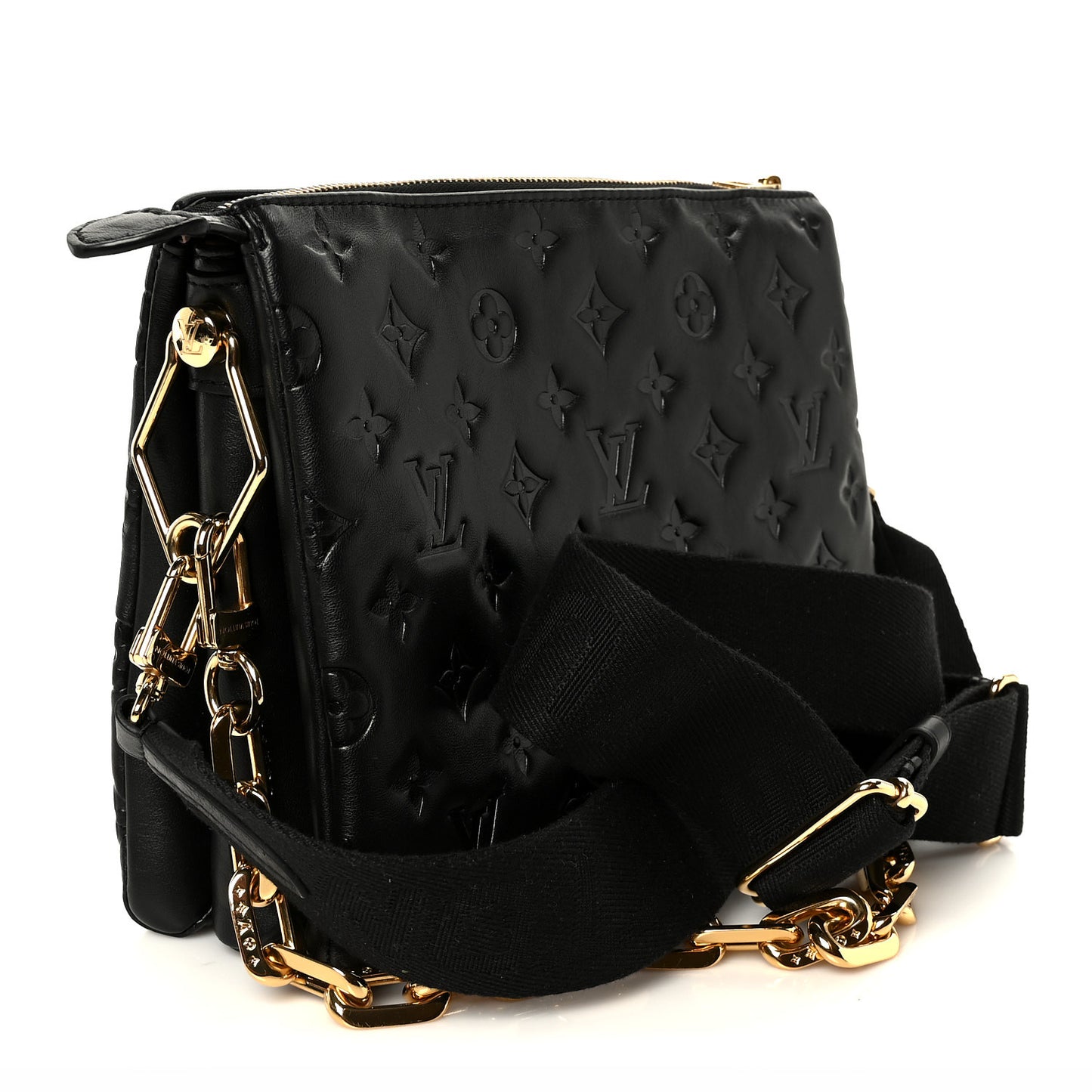 Lambskin Embossed Monogram Coussin PM Black