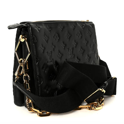 Louis Vuitton Lambskin Embossed Monogram Coussin PM Black 3 of 12