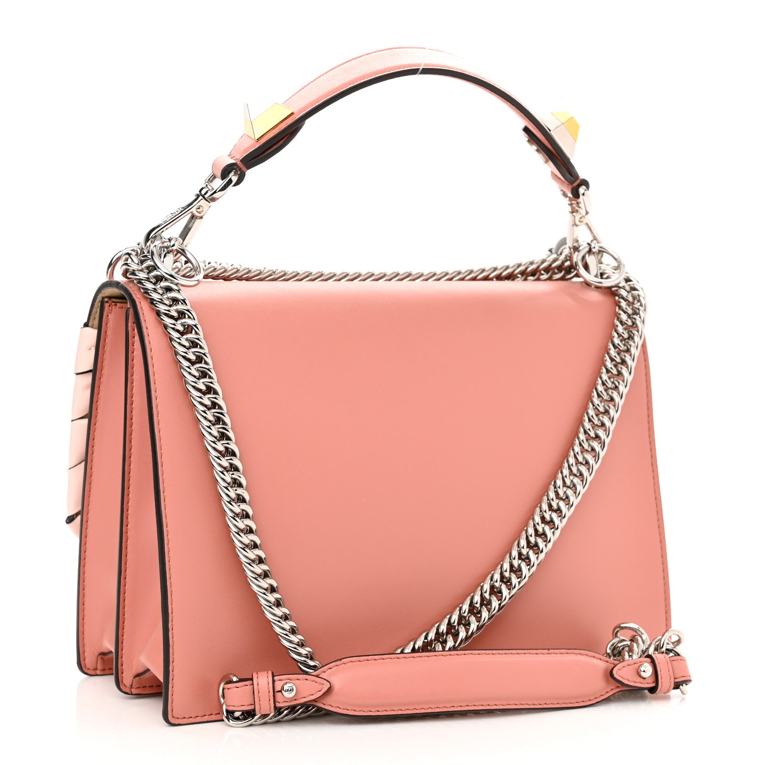 Fendi Vitello Liberty Shiny Nappa Lace Up Bow Kan I Shoulder Bag Macaron Confetto 3 of 11