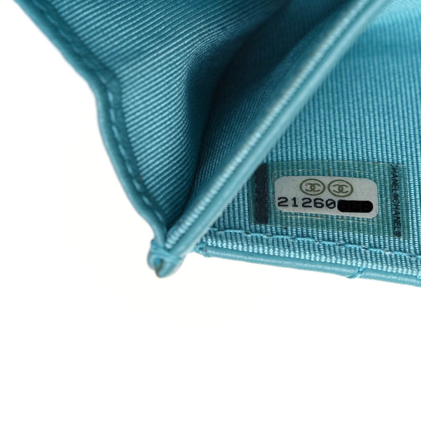 Lambskin Quilted Flap Card Holder Turquoise