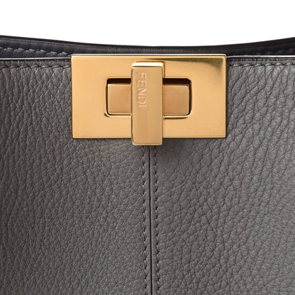 Fendi Cuoio Romano Selleria Bi-Color Medium Peekaboo X-Lite Moon Ghiaia 7 of 9