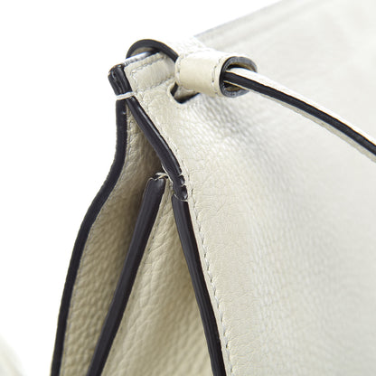 Gucci Pebbled Calfskin Medium Bamboo Daily Flap Shoulder Bag Mystic White 7 of 10