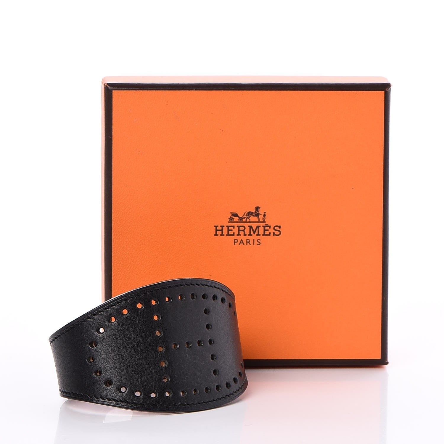 Hermes Calfskin Reversible Perforated H Bracelet Noir 6 of 6