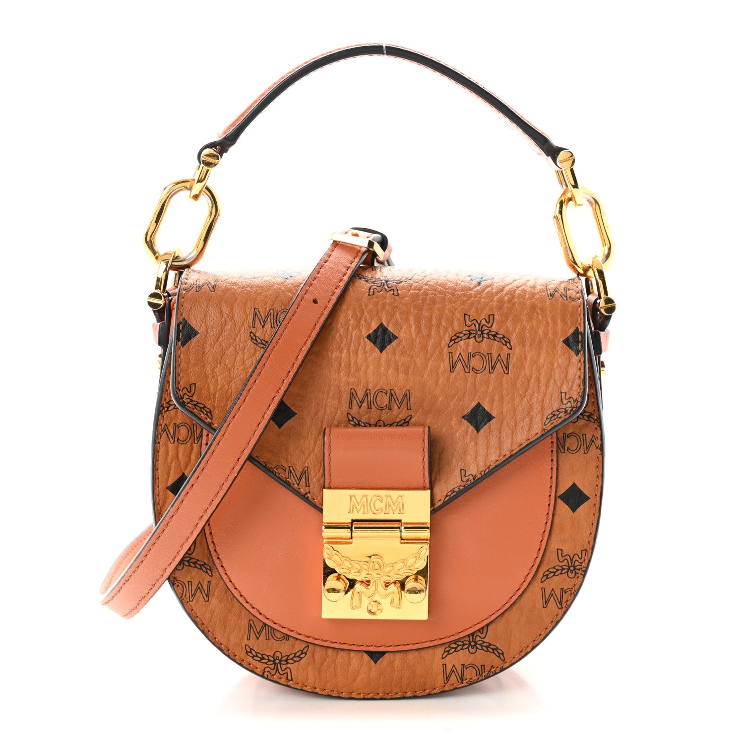 MCM Visetos Small Patricia Saddle Bag Cognac 1 of 9