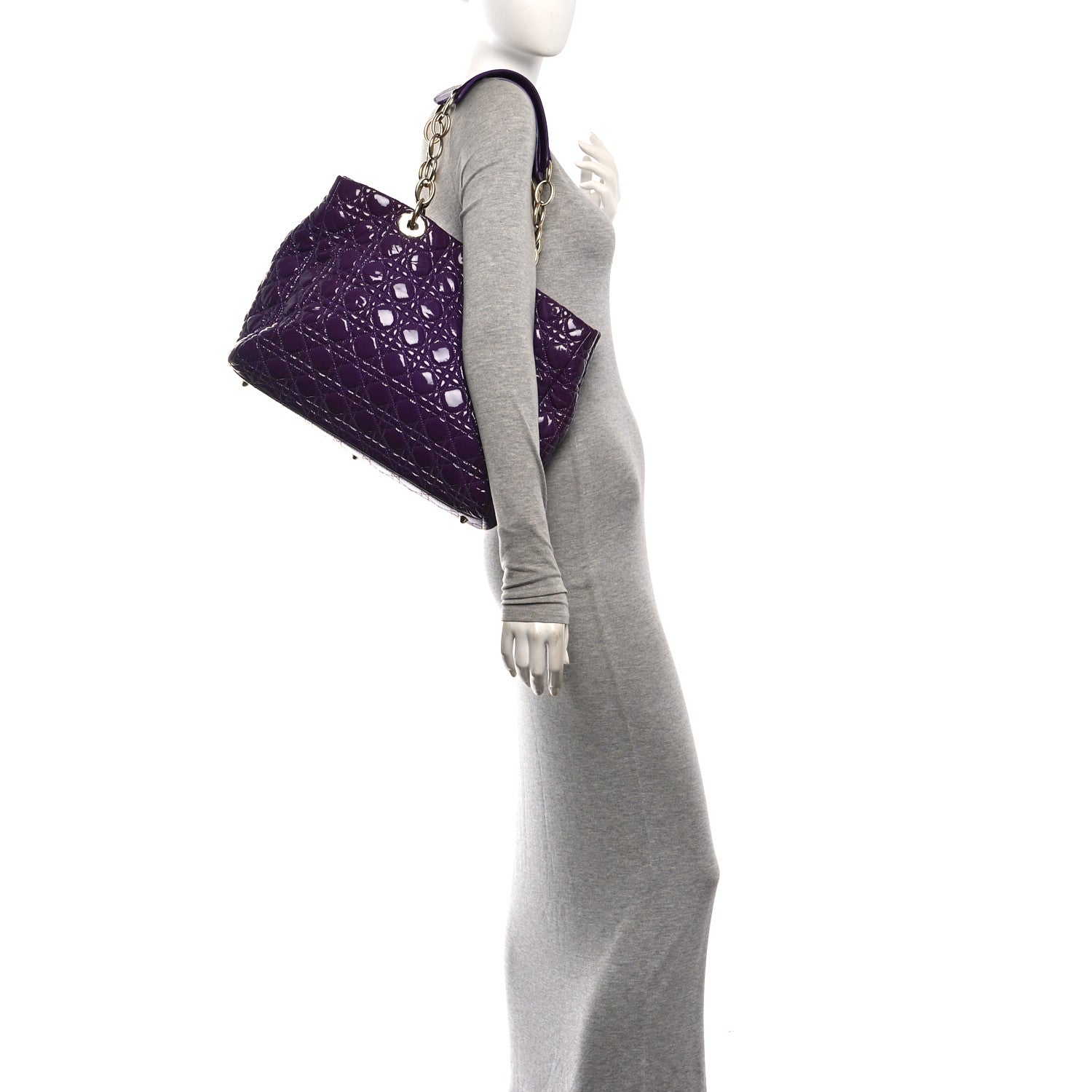 Christian Dior Patent Cannage Large Dior Soft Shopping Tote Purple 2 of 10