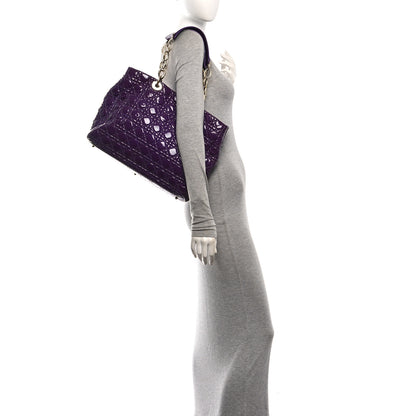 Christian Dior Patent Cannage Large Dior Soft Shopping Tote Purple 2 of 10