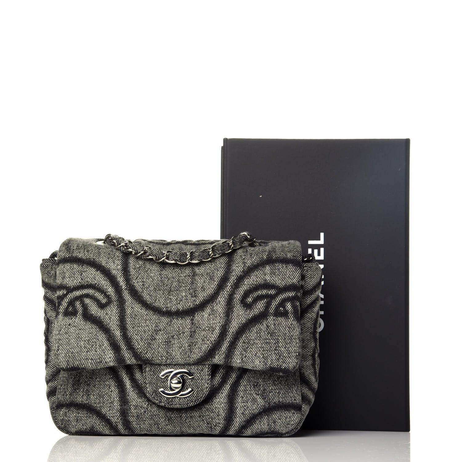 Chanel Denim Embossed CC Logo Print Mini Single Flap Black 10 of 10