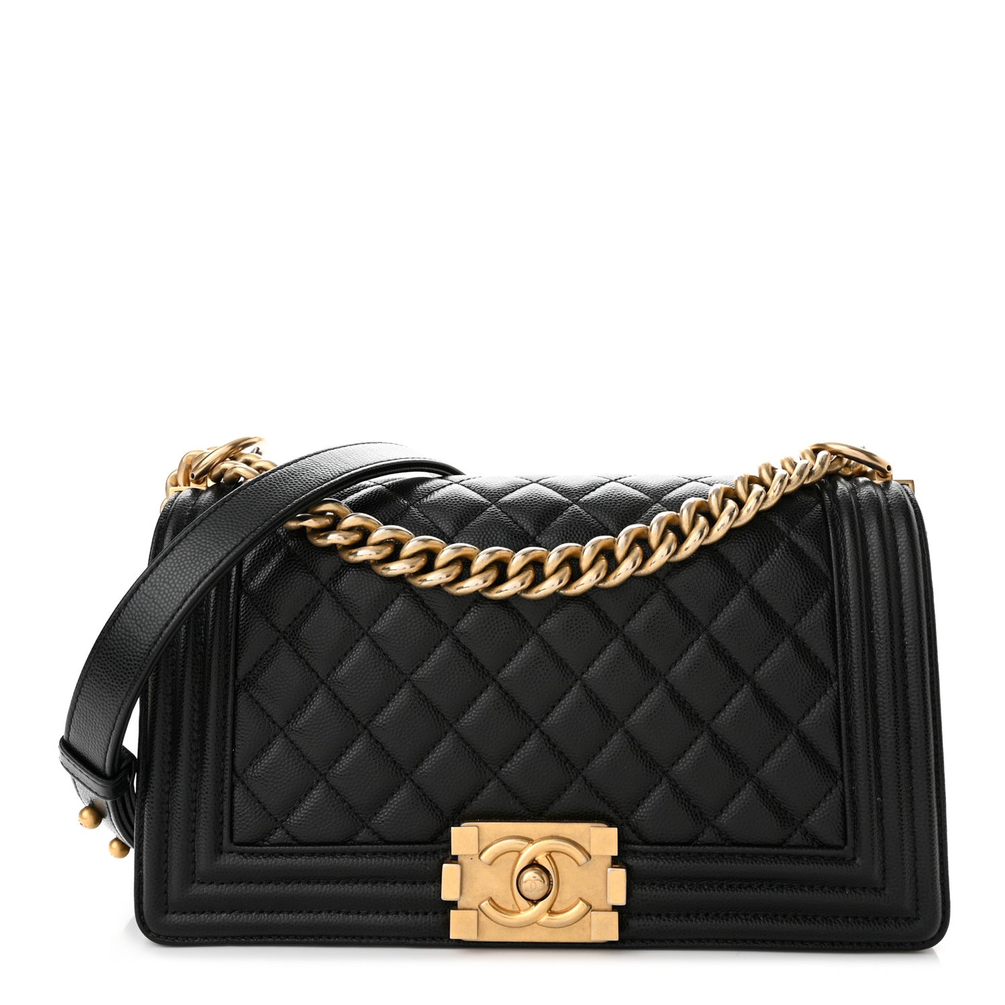 Caviar Quilted Medium Boy Flap Black