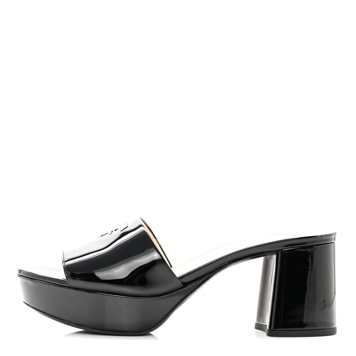 Prada Vernice 65mm Platform Sandals 35.5 Black 1 of 10
