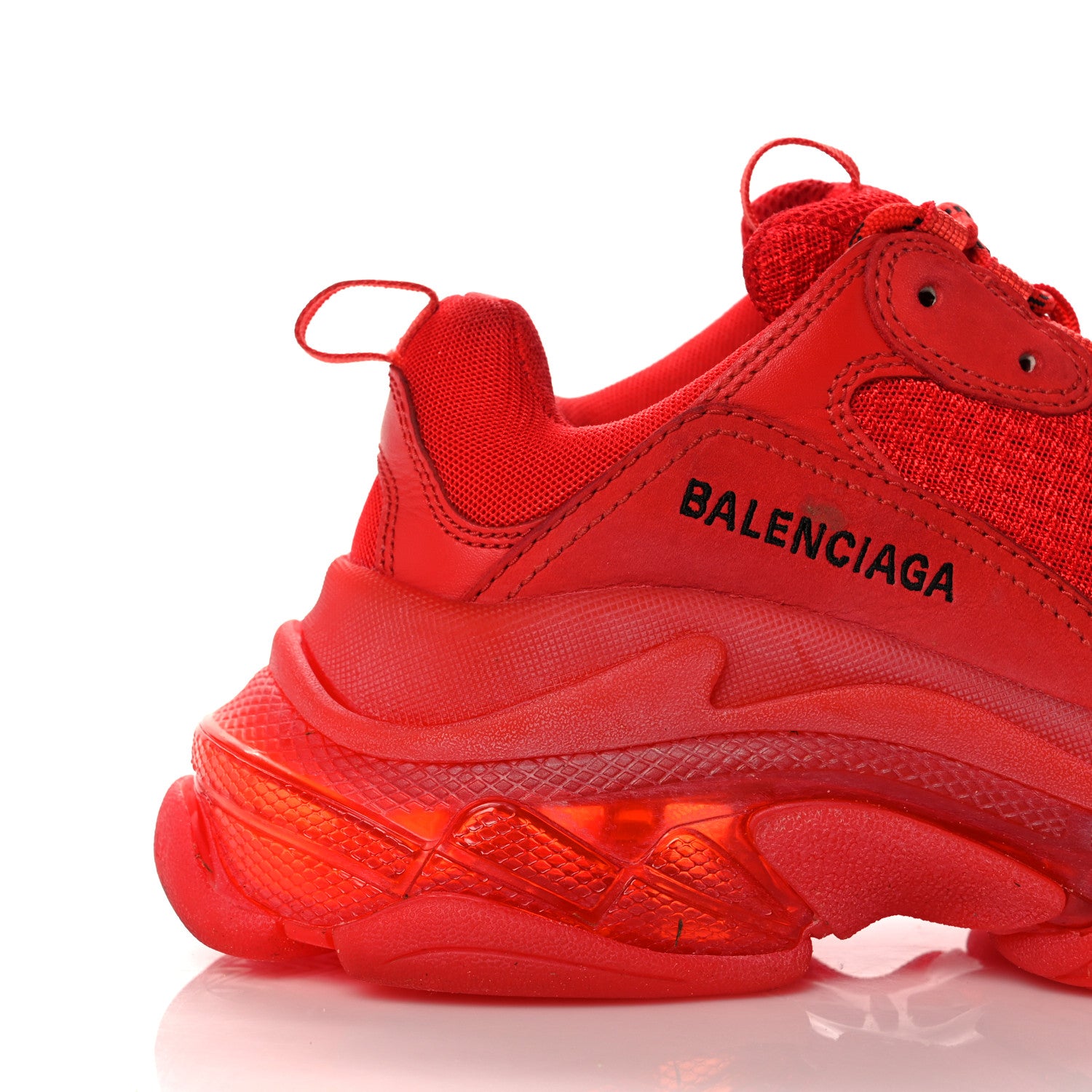 Balenciaga Fabric Mesh Clear Sole Womens Triple S Sneakers 39 Rouge Vif 12 of 15