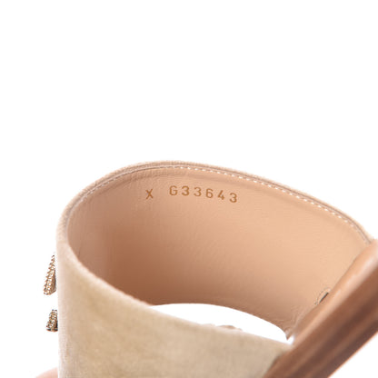 Chanel Velvet Chain Mule Sandals 37 Beige 8 of 9