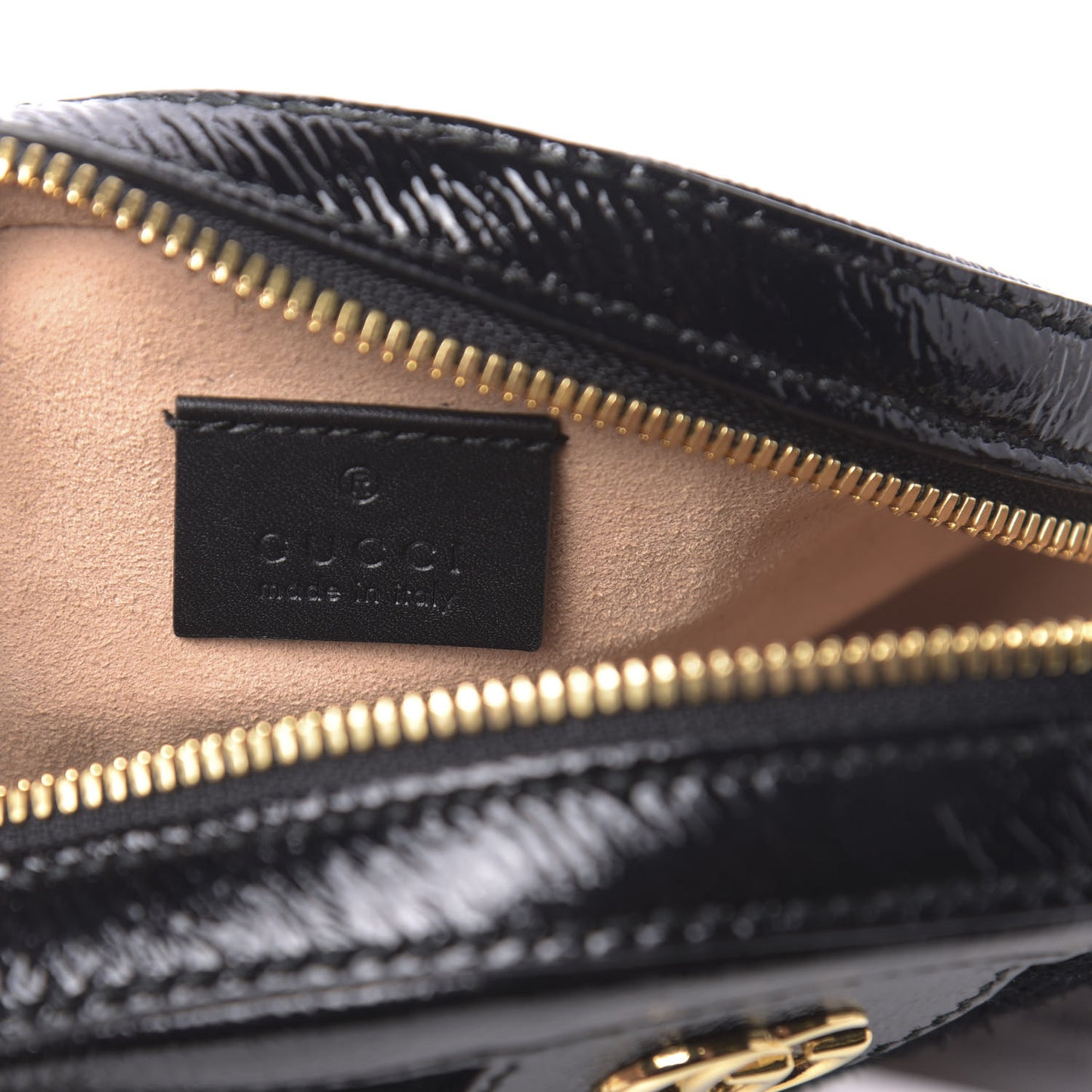 Suede Patent Web Mini Ophidia Round Shoulder Bag Black