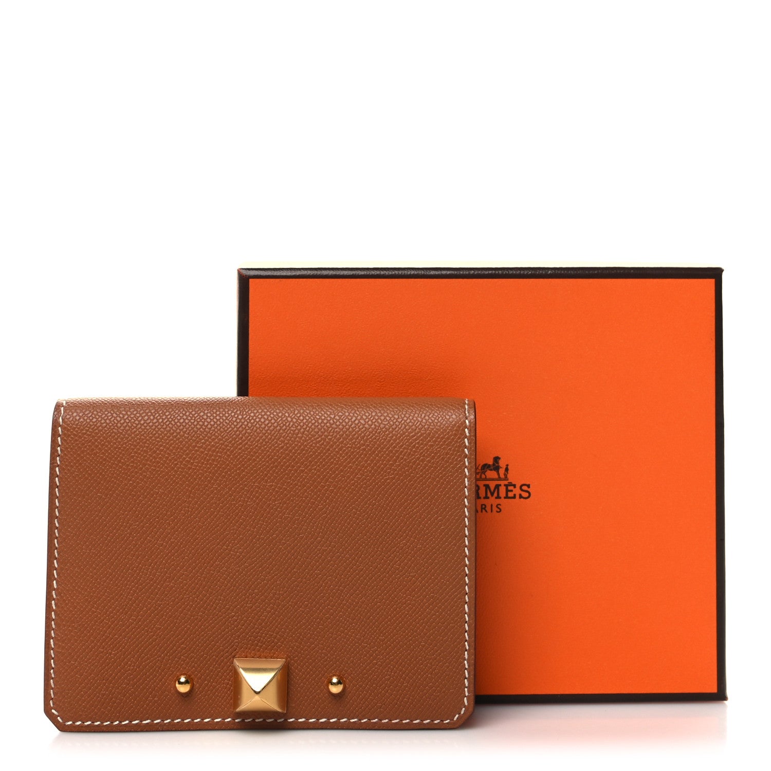 Hermes Madame Calfskin Medor Card Holder Gold 9 of 9
