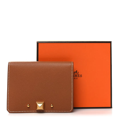Hermes Madame Calfskin Medor Card Holder Gold 9 of 9