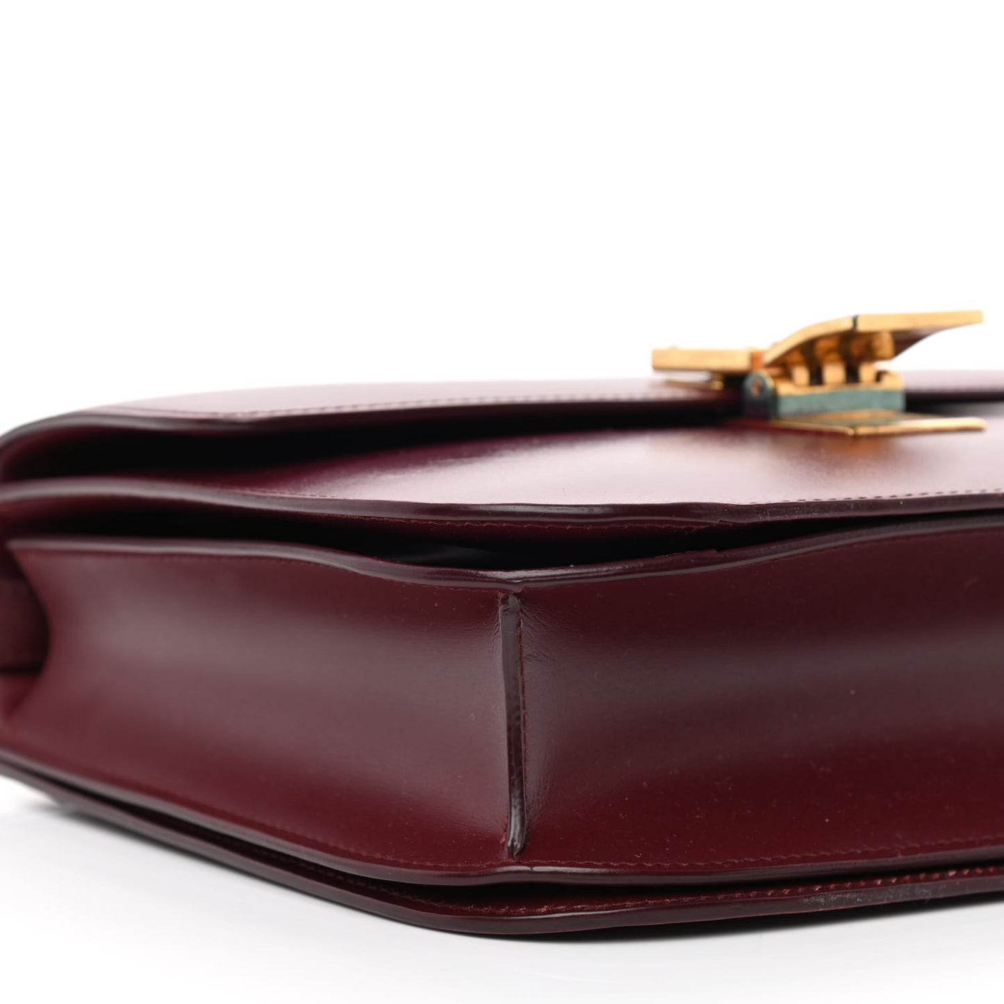 Box Calfskin Medium Classic Box Flap Bag Burgundy