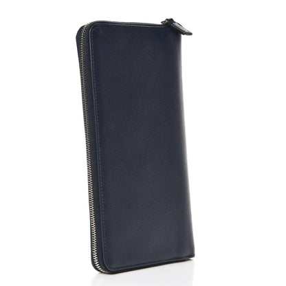 Prada Saffiano Zip Around Document Wallet Baltico 3 of 7