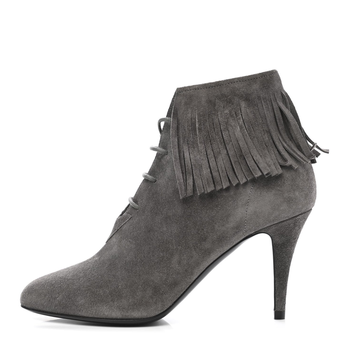Suede Fringe Anita 85mm Ankle Boots 35.5 Dark Grey