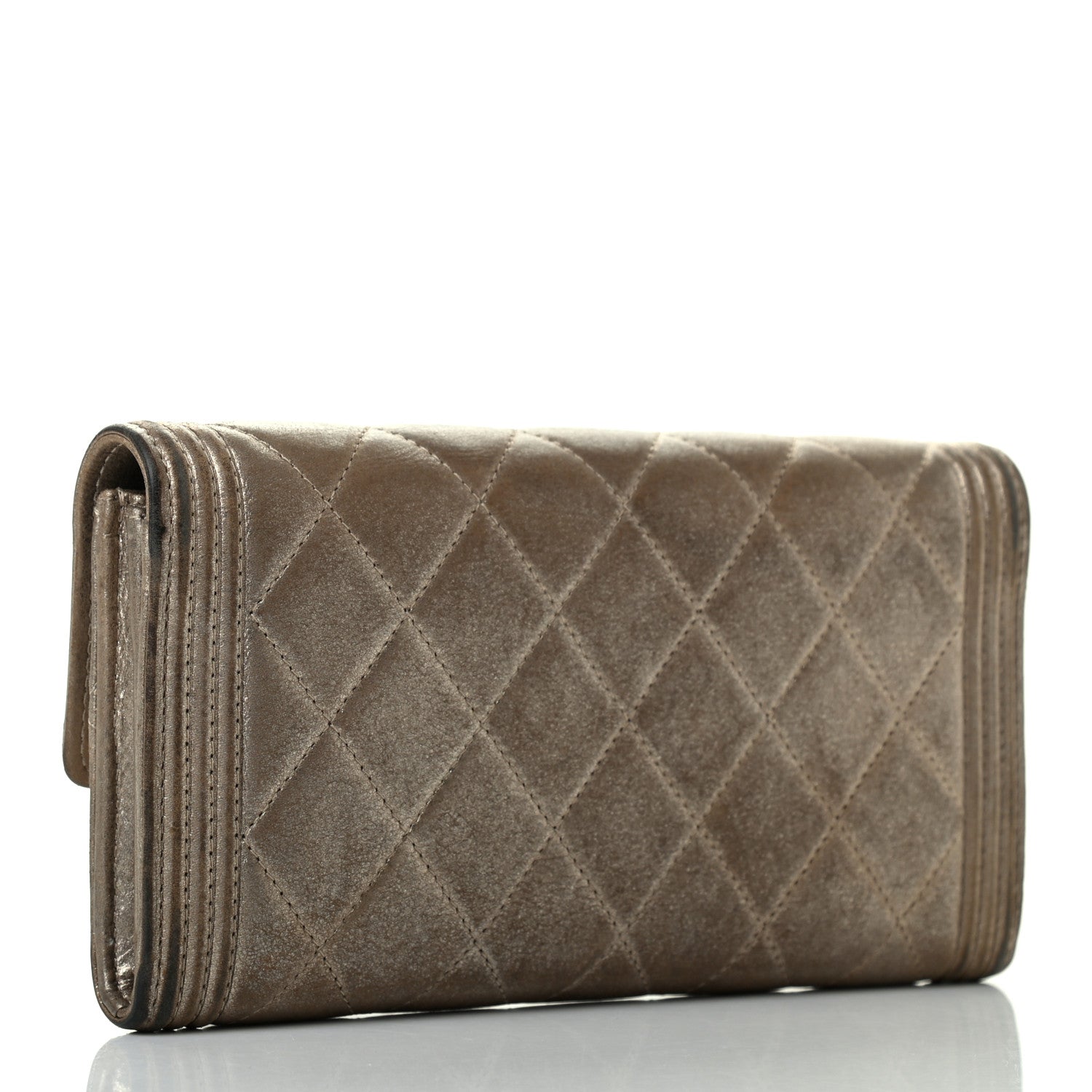 Chanel CHANE Iridescent Calfskin Quilted Boy Flap Wallet Dark Gold 3 of 8