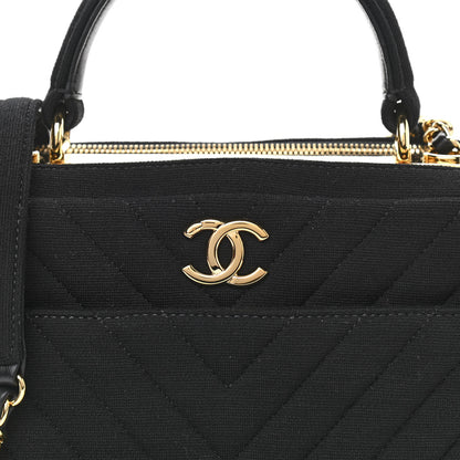 Chanel Jersey Chevron Quilted Medium Trendy CC Bowling Bag Black 9 of 11