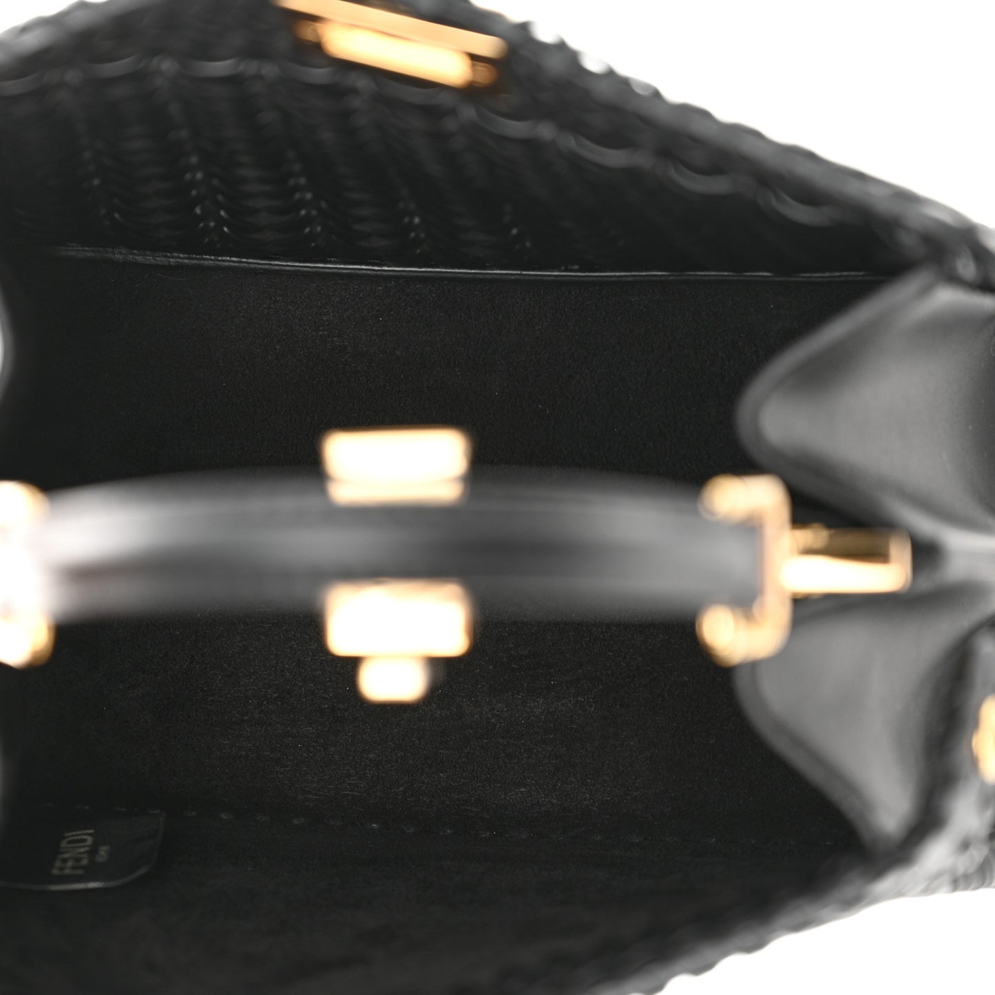 Vitello King Shiny Nappa Intreccio Petite Peekaboo I SEE U Satchel Black