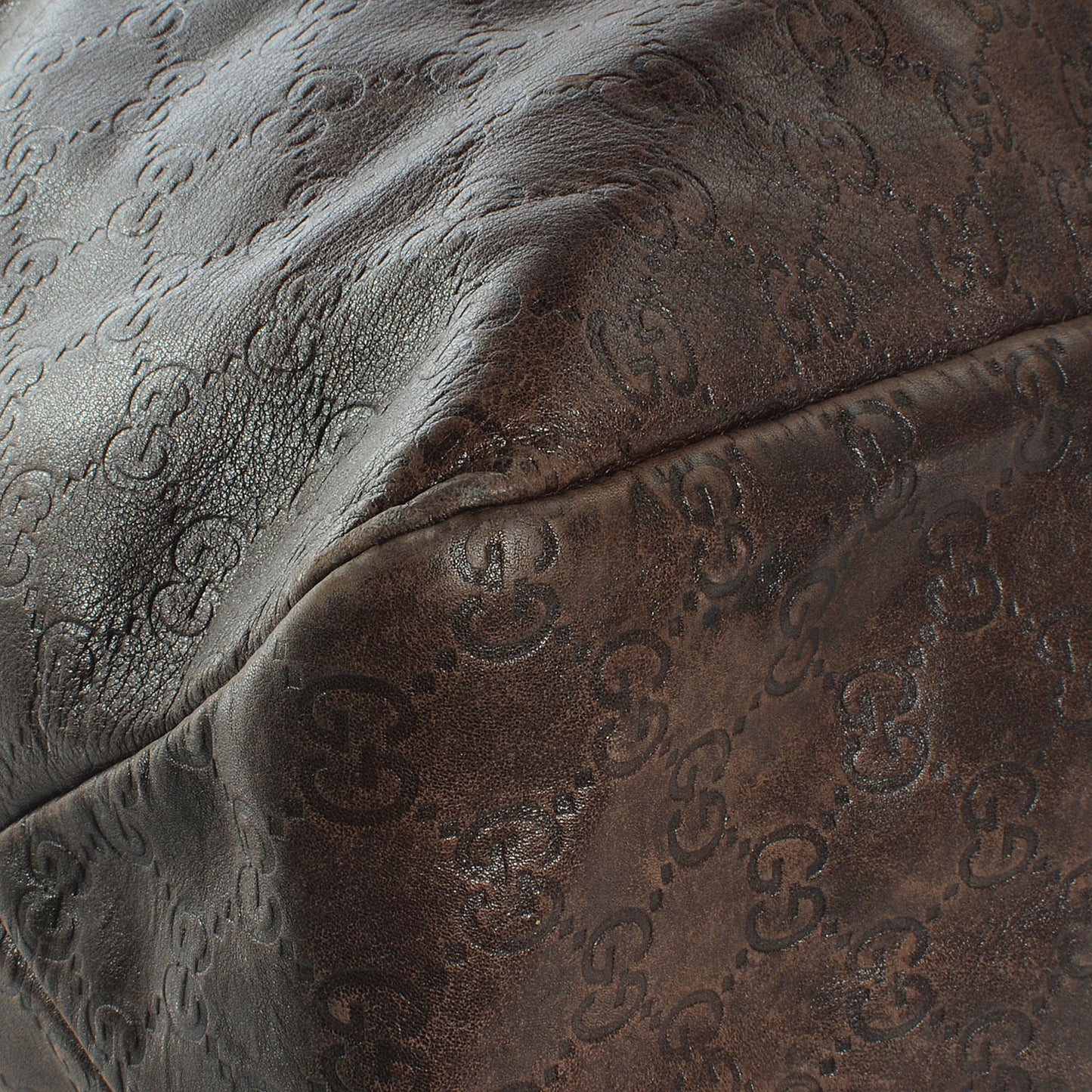 Guccissima Large Horsebit Chain Hobo Chocolate Brown