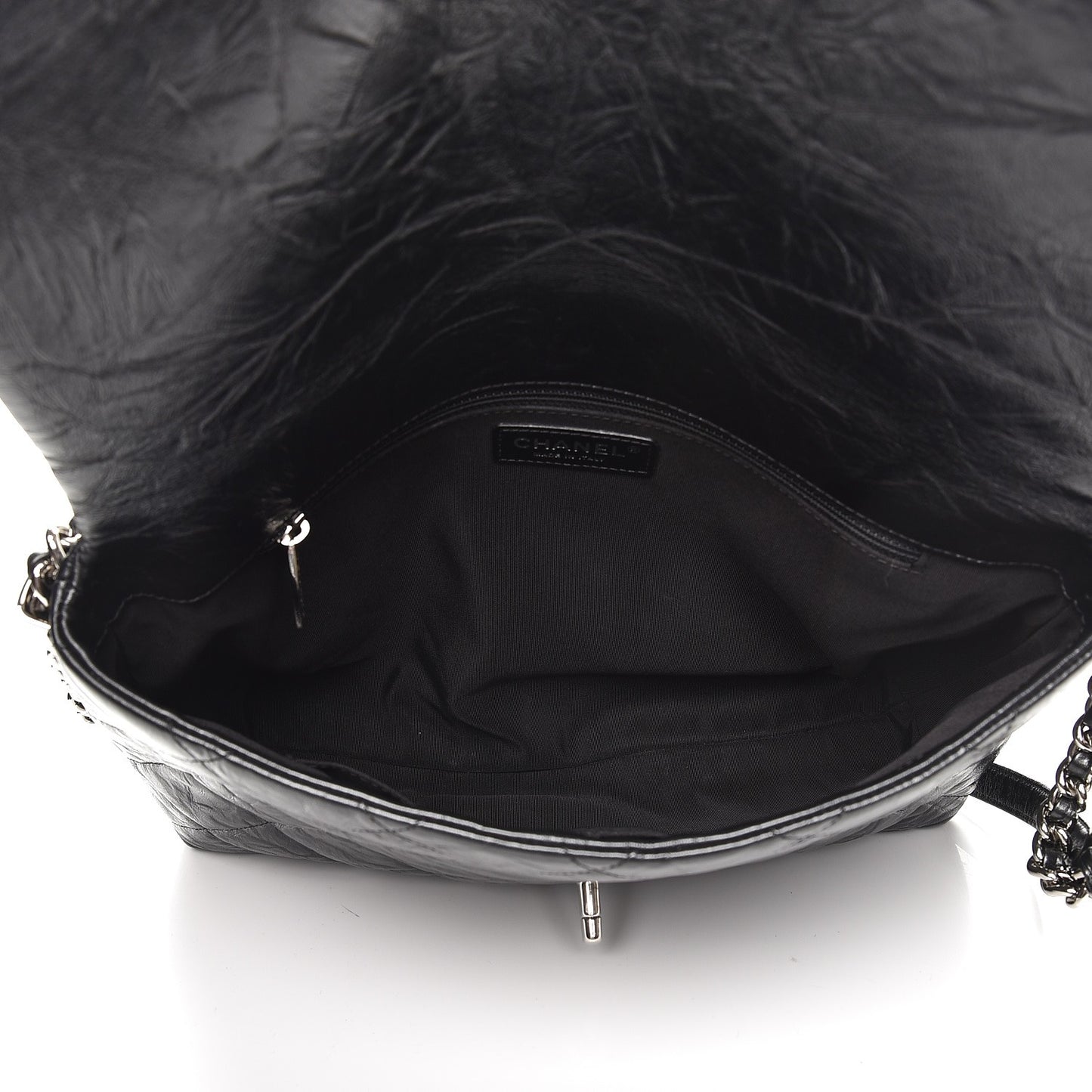 Crackled Aged Calfskin Big Bang Flap Black