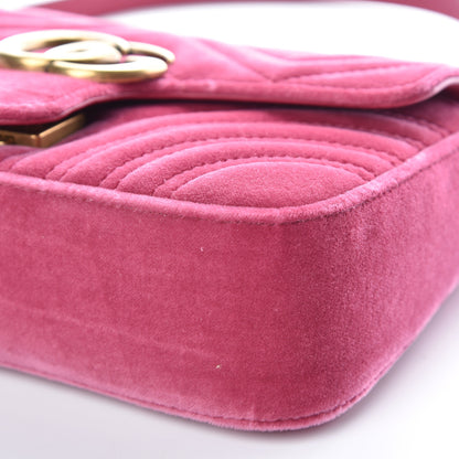 Gucci Velvet Matelasse Mini GG Marmont Shoulder Bag Light Raspberry Rose 6 of 9