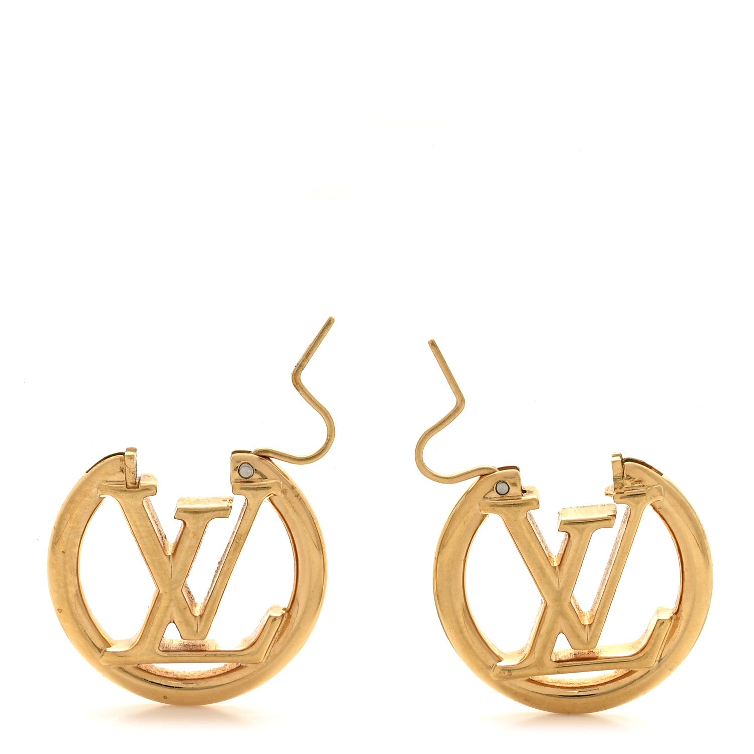 Louis Vuitton Metal Small Louise Hoop Earrings Gold 3 of 5