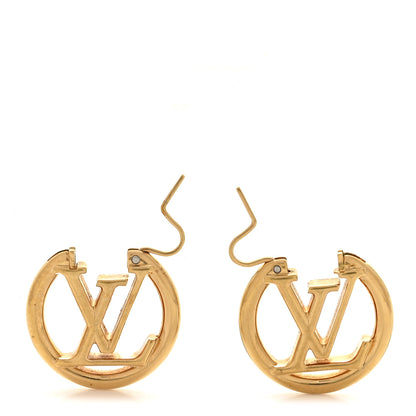Louis Vuitton Metal Small Louise Hoop Earrings Gold 3 of 5