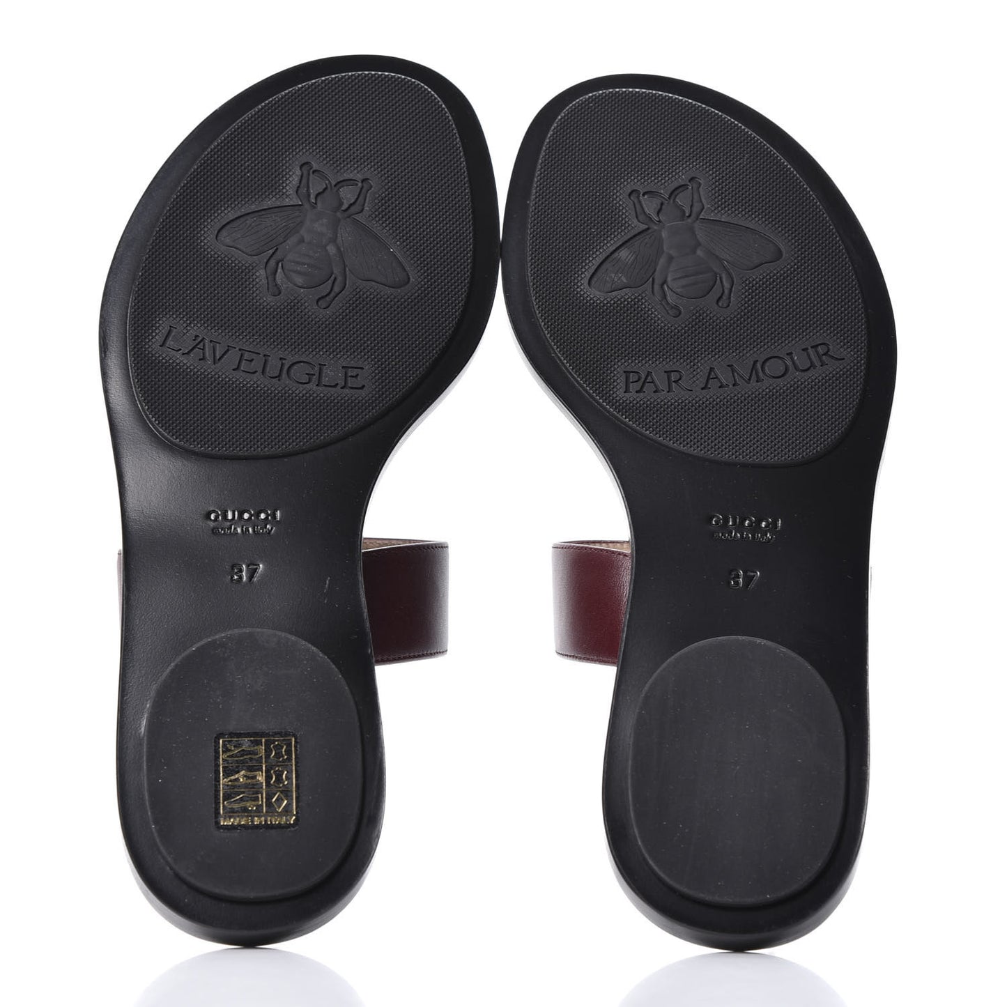 Calfskin GG Marmont Thong Sandals 37 Vintage Bordeaux