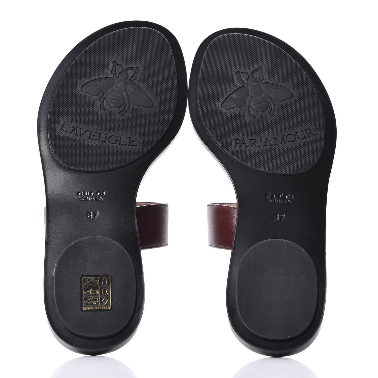 Gucci Calfskin GG Marmont Thong Sandals 37 Vintage Bordeaux 8 of 9
