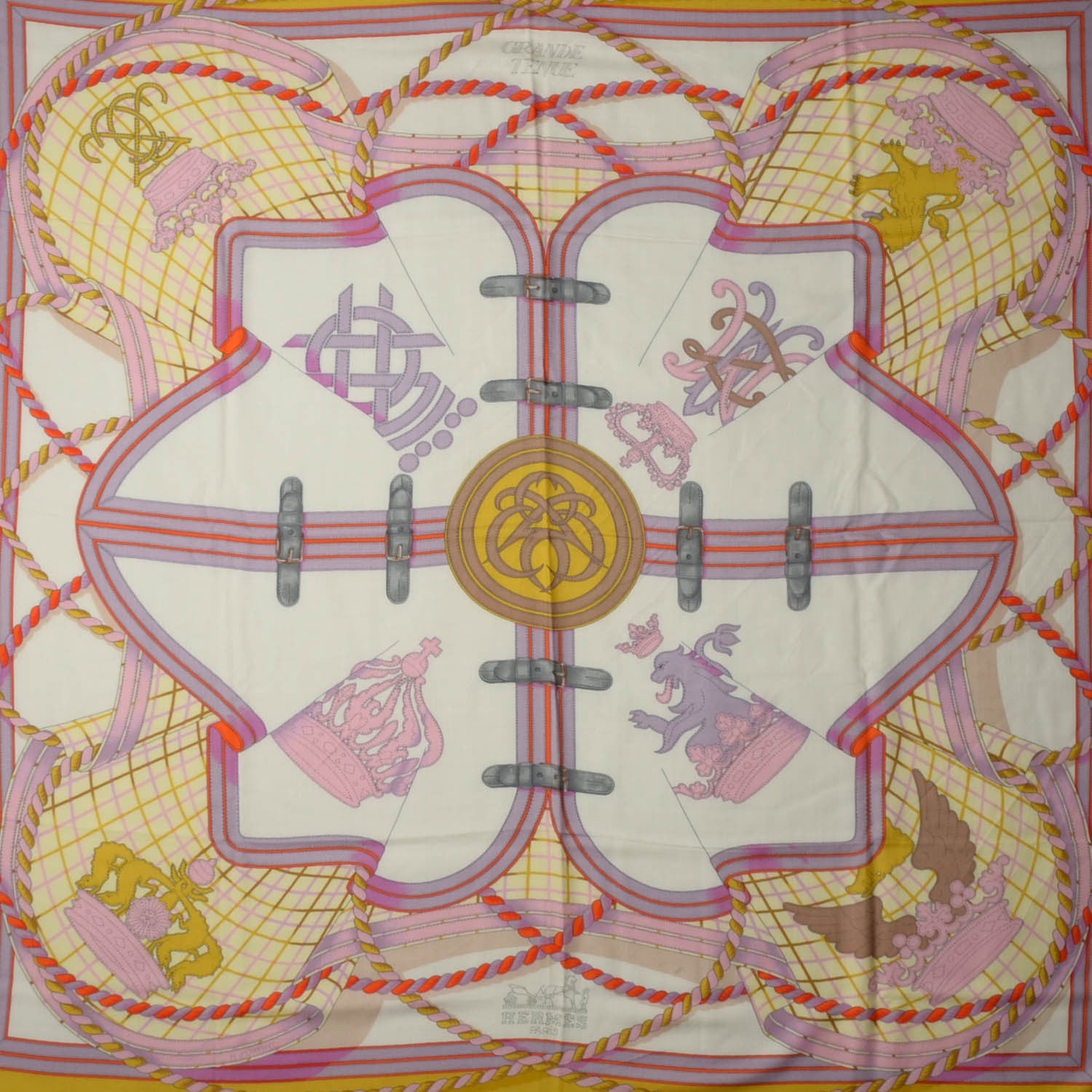 Hermes Cashmere Silk Grande Tenue Shawl 140 1 of 8